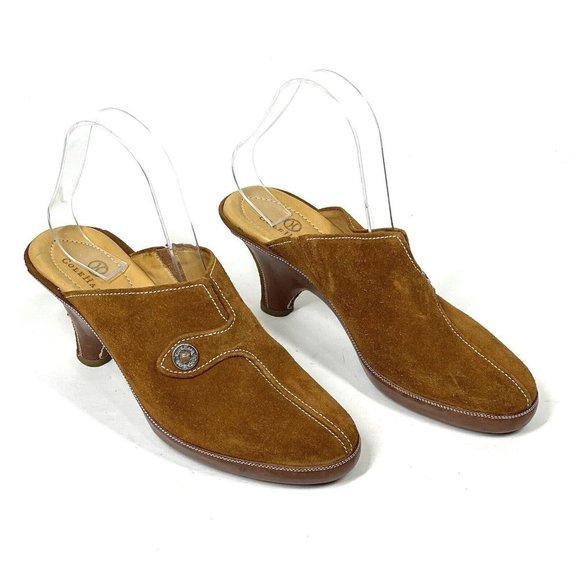 Cole Haan Shoes Womens 7.5 B Tan Amber Suede Devon Clog Mules‎ Heel Bohemian - Picture 1 of 13